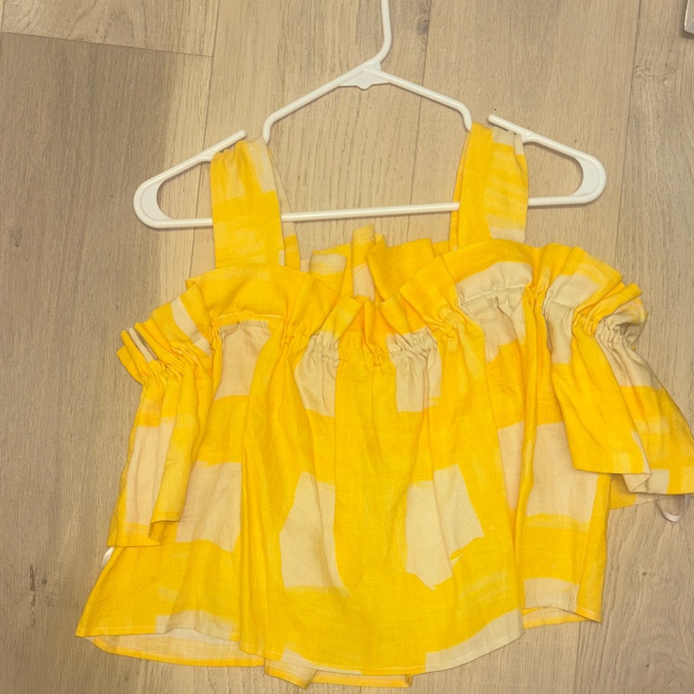 WHIT Bright Yellow and Cream Top